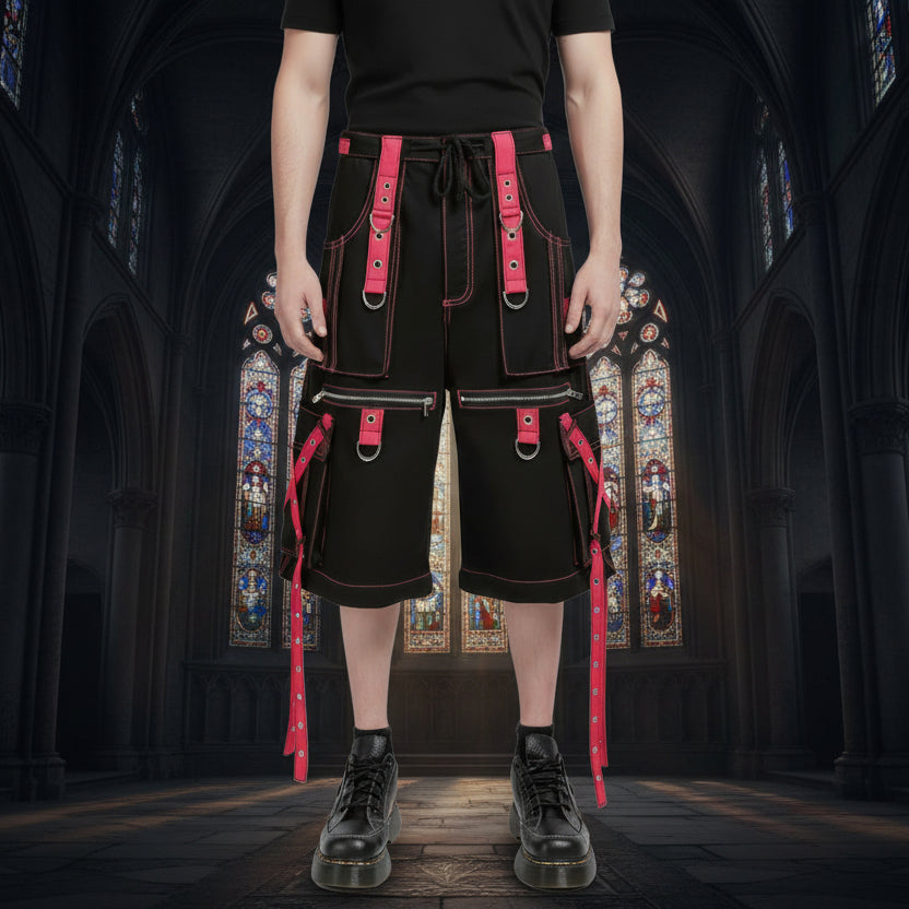 Gothic X-Strap Short Black/Pink