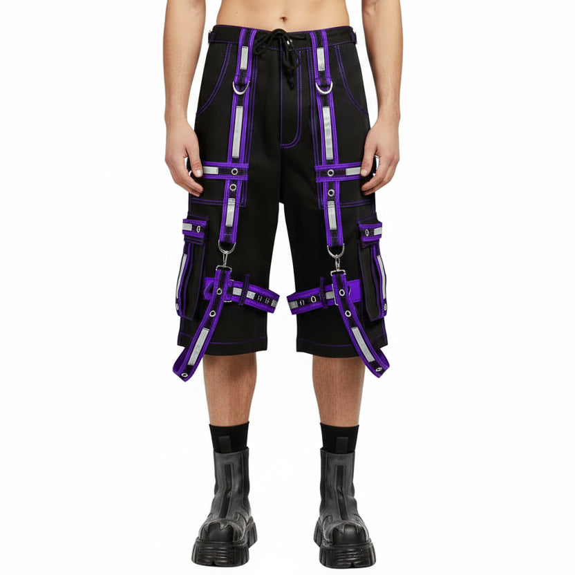 Mens Extreme Bondage Gothic Electro Reflector Black/purple Shorts