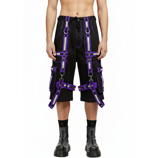 Mens Extreme Bondage Gothic Electro Reflector Black/purple Shorts