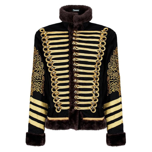 New Napoleonic Hussars Uniform Military Style Tunic Pelisse Jimi Hendrix Jacket Parade Drummer Officer Faux Fur