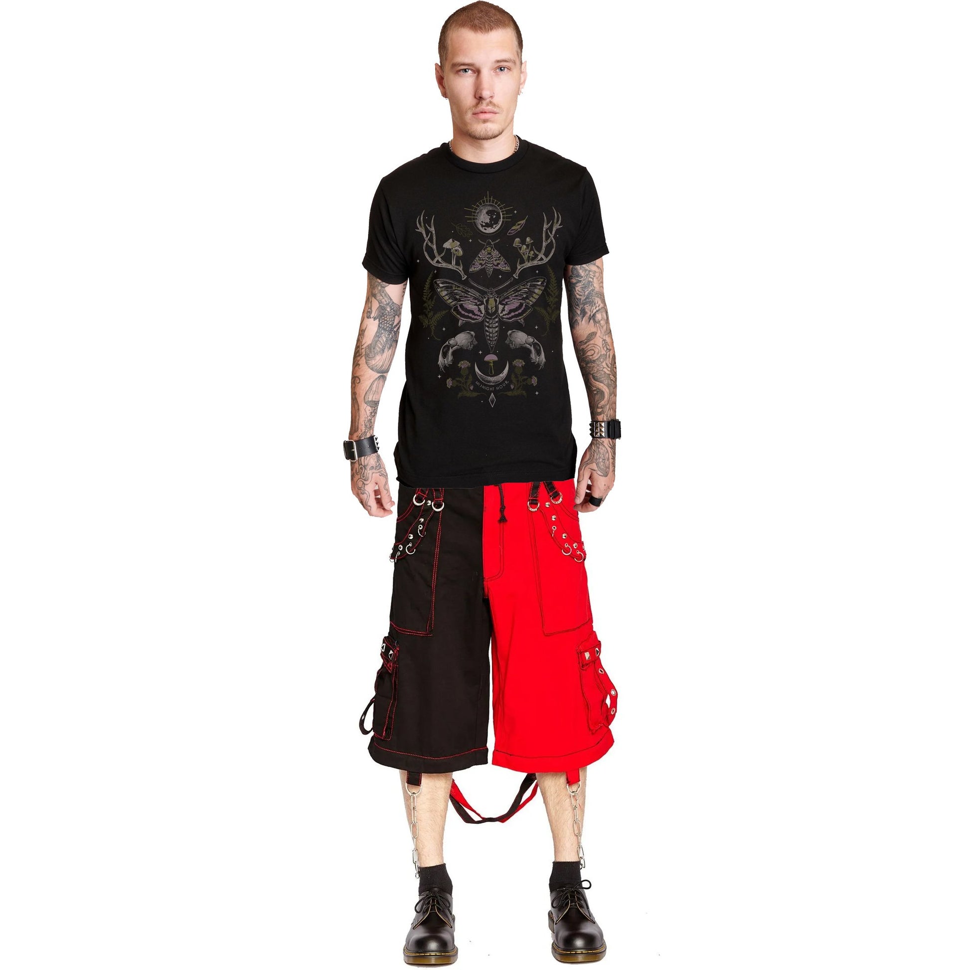 Mens Bondage Trouser Punk Rock Transformer Baggy Black Split Shorts Emo
