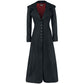 Gothic Ladies Black Long Wool Coat With Wide Collar