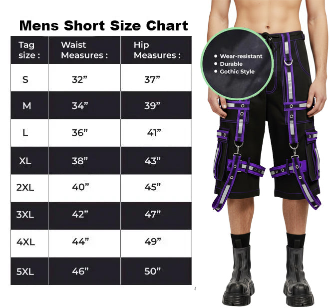 Mens Extreme Bondage Gothic Electro Reflector Black/purple Shorts