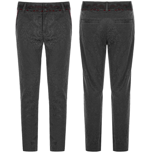 Gothic Men's Pants Trousers Black Brocade Maroon Velvet Steampunk VTG Vampire