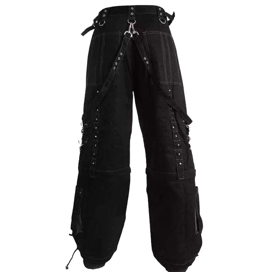 Men Handmade Gothic Bondage Trouser Grey Thread Cyber Pant Punk Shorts Metal Studs Pants/Gothic Pant