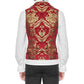 Prime Quality Men's Handmade Red/Gold Victorian Cavalier Waistcoat Vest