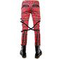 Gothic Bondage Red Plaid Men Pant Alternative Punk Rebel Rock Emo Trouser Pant