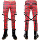 Gothic Bondage Red Plaid Men Pant Alternative Punk Rebel Rock Emo Trouser Pant