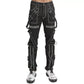 Prime Quality Gothic Straps Zipper Stitch Trousers Punk Rock Studs Metal Chain Trouser Pants/USA Sizes