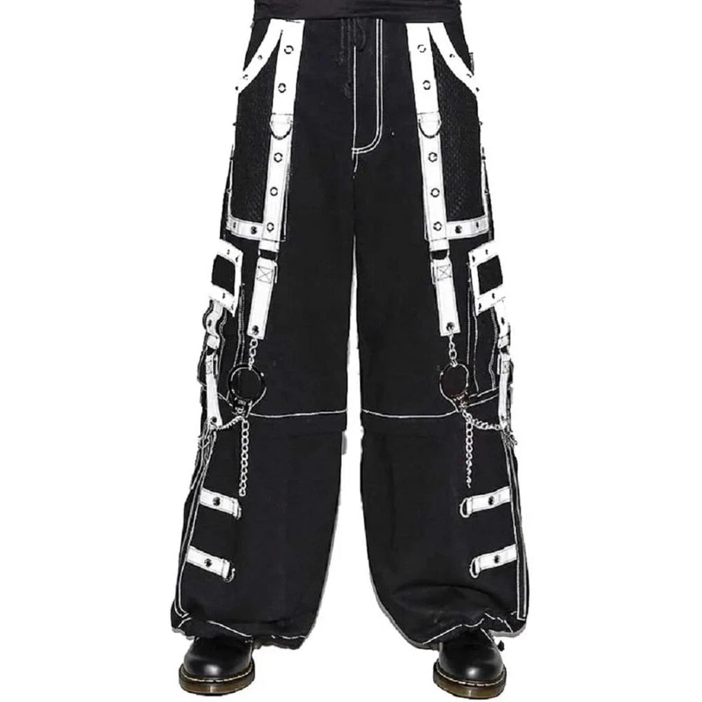 Gothic Men Handmade Bondage Gothic Cyber Pant Chain Techno Rock Punk Shorts Trouser Pants/USA