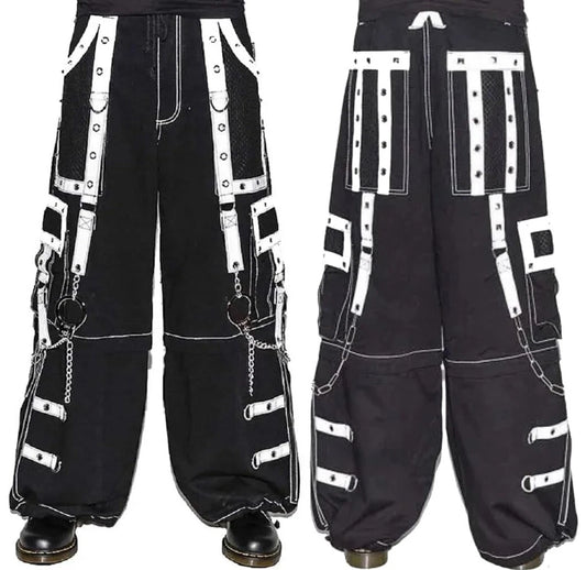 Gothic Men Handmade Bondage Gothic Cyber Pant Chain Techno Rock Punk Shorts Trouser Pants/USA