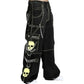 Gothic Bondage Black Lime Big Skull Men Pant Alternative Punk Rock Jeans Emo Trouser Pant Shorts/USA