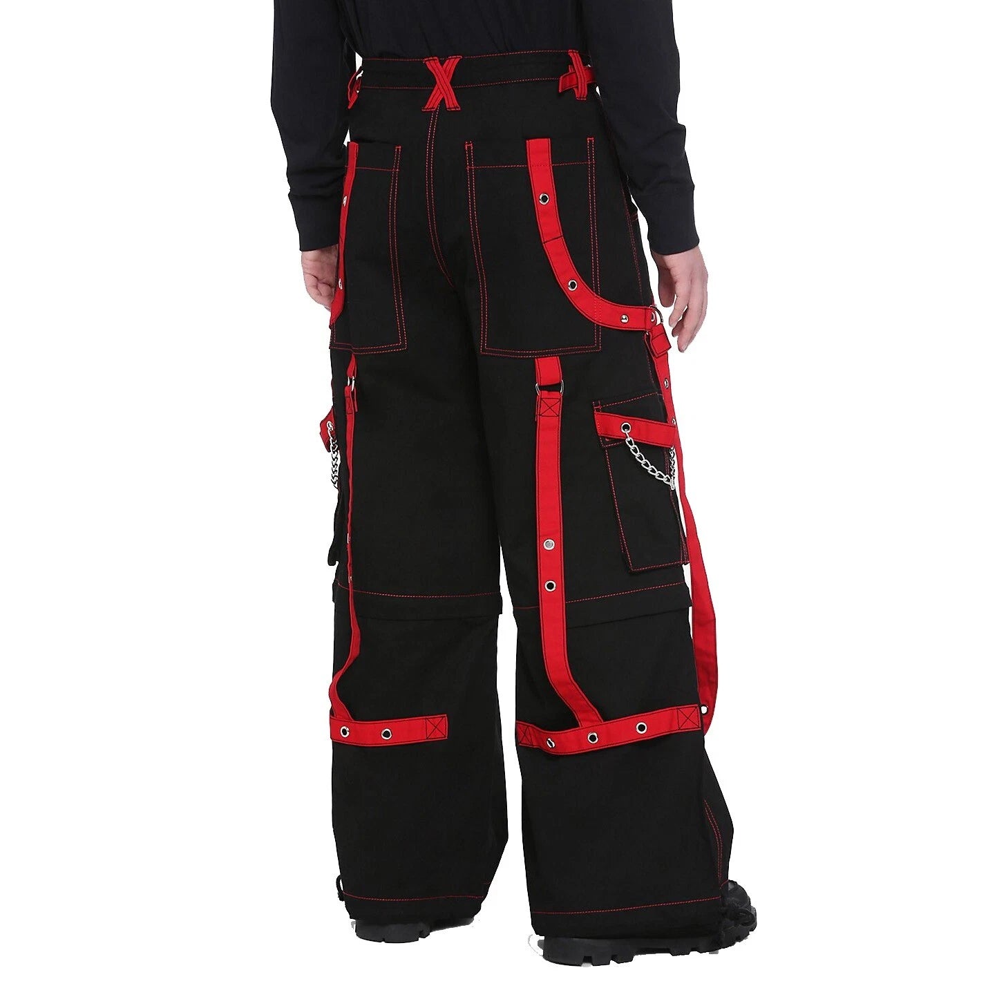 Prime Quality Handmade Gothic Bondage Men Pant Alternative Punk Rock Red/Black Emo Trouser Pant Shorts/USA