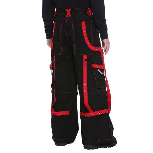 Prime Quality Handmade Gothic Bondage Men Pant Alternative Punk Rock Red/Black Emo Trouser Pant Shorts/USA