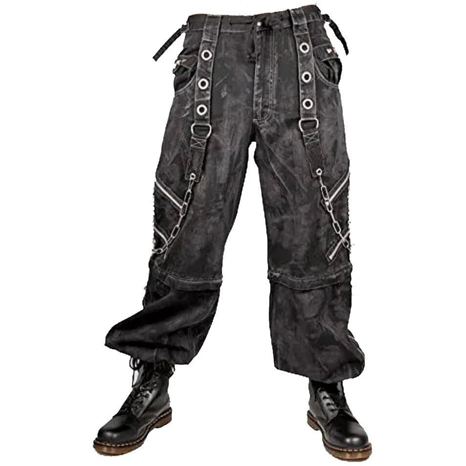 Prime Quality Bondage Gothic Wax Cotton Men's Cyber Rave Techno Jeans Punk Shorts Biker Pants/USA