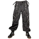 Prime Quality Bondage Gothic Wax Cotton Men's Cyber Rave Techno Jeans Punk Shorts Biker Pants/USA
