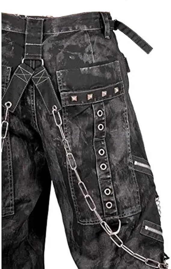 Prime Quality Bondage Gothic Wax Cotton Men's Cyber Rave Techno Jeans Punk Shorts Biker Pants/USA
