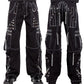 Prime Quality Gothic Men's Black Bondage Gothic Cyber Pant Chain Techno Rock Punk Shorts Trouser Pants/USA