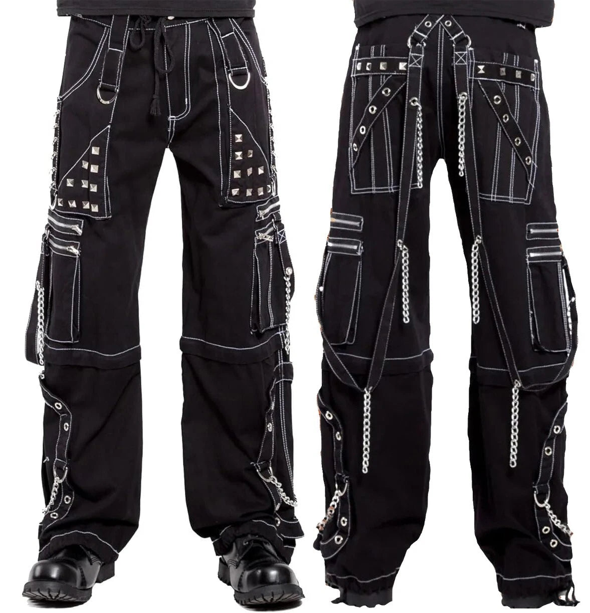 Prime Quality Gothic Men's Black Bondage Gothic Cyber Pant Chain Techno Rock Punk Shorts Trouser Pants/USA