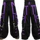 Men Gothic Pant Black/Purple Punk Baggy Pant W/Chrome Rings &amp;Amp; Chain/USA