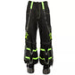 New Biohazard Men Gothic Black/Lime Bondage Reflective Biohazard Symbol Pant Alternative Punk Rock Trouser Shorts