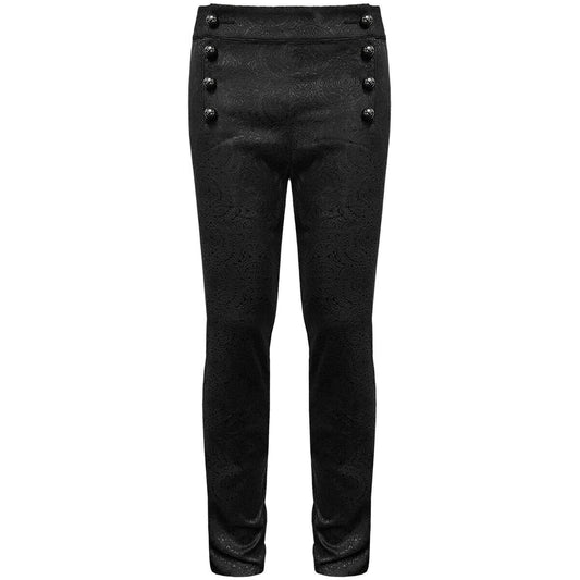 Prime Quality Men's Gothic Alastor Steampunk Black Brocade Dress Pants