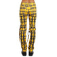 Men Bondage Straps Punk Yellow Plaid Jeans Pant Alternative Rebel Rock Emo Pant/USA