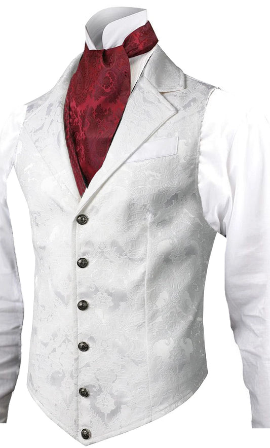 Handmade White Men's Victorian Suit Gentleman Vest Steampunk Gothic Waistcoat/Usa