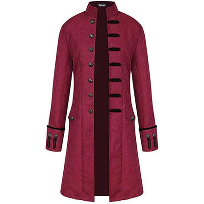 Mens Vintage Red Steampunk Jacket Victorian Tailcoat Gothic Vampire Cosplay Halloween