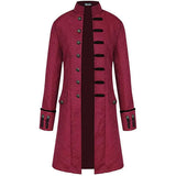 Mens Vintage Red Steampunk Jacket Victorian Tailcoat Gothic Vampire Cosplay Halloween