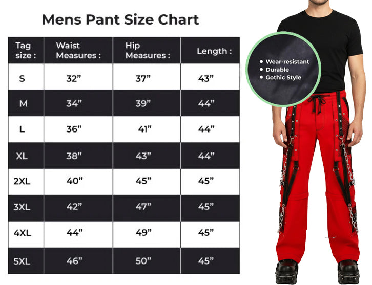Gothic Bondage Steampunk Rocker Cyber Symbol Pants Red/Black