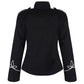Women's Emo Punk Goth Napoleon Military Drummer Parade Jacket Black Silver