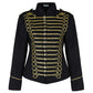 Women's Emo Punk Goth Napoleon Military Drummer Parade Jacket Black Gold