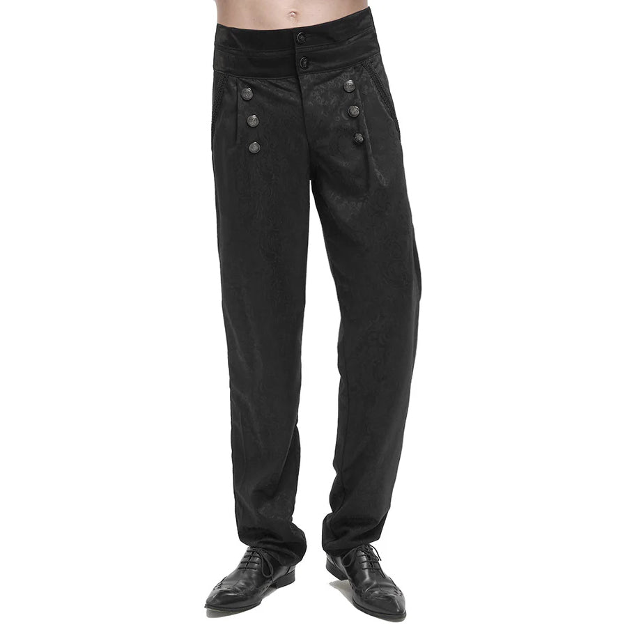 Devil Fashion Mens Gothic Aristocrat Jacquard High Waist Dress Pants