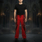Gothic Bondage Steampunk Rocker Cyber Symbol Pants Red/Black