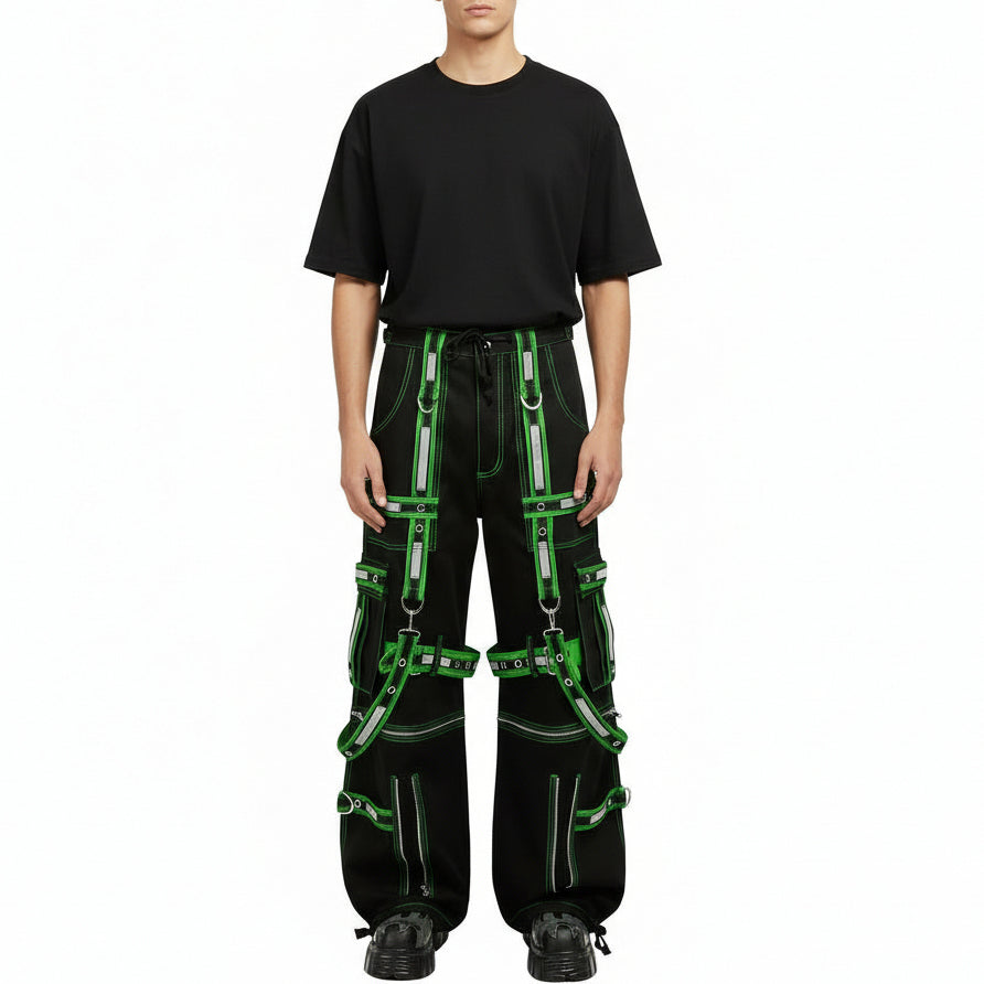 Mens Extreme Bondage Gothic Electro Reflector Black/Green Pant Shorts Usa