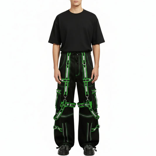Mens Extreme Bondage Gothic Electro Reflector Black/Green Pant Shorts Usa
