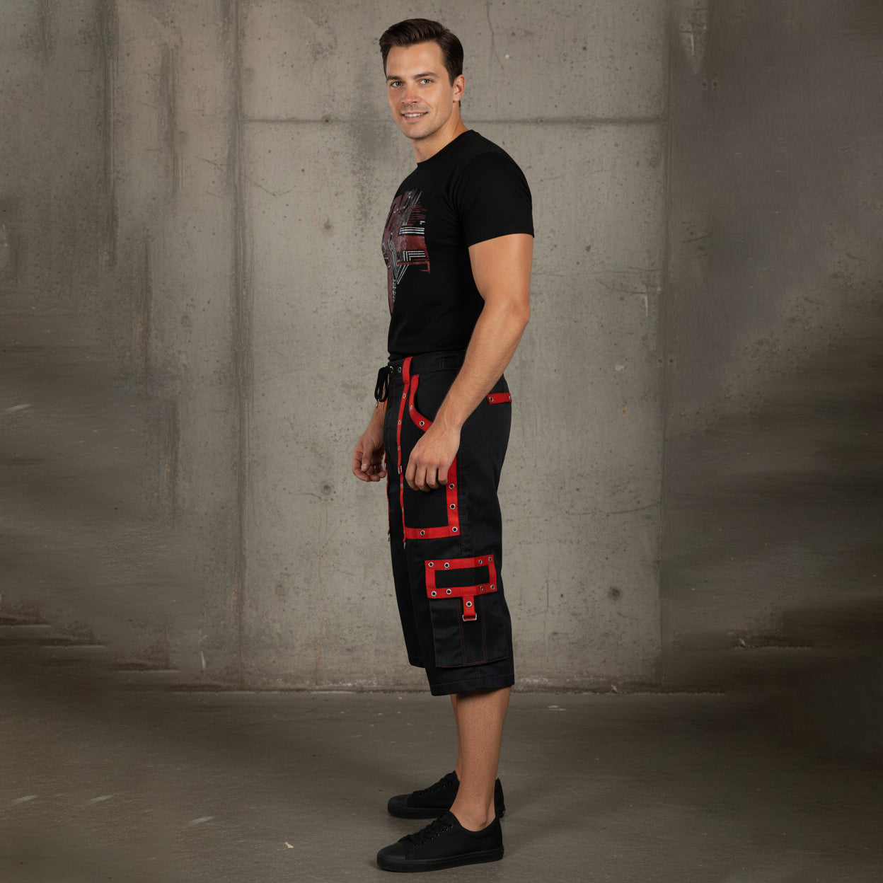 Men's Handmade Bondage Gothic Cyber Techno Rock Punk Shorts