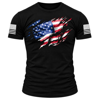 Still Standing American Flag T-Shirt for Men's Black Patriotic Graphic Tee