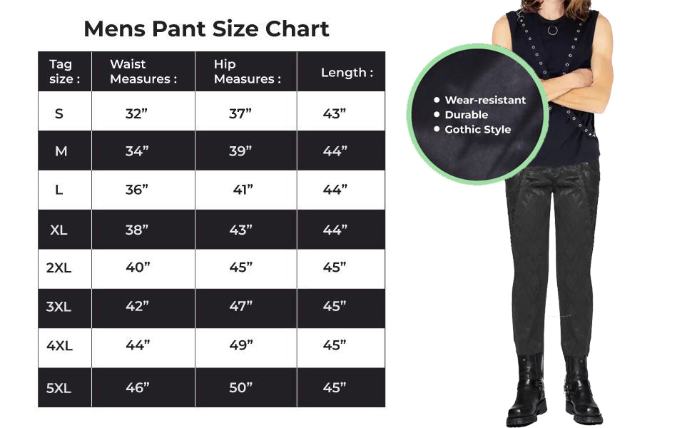 Gothic Punk Rave Mens Gothic Aristocrat Jacquard Dress Pants