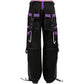 Mens Gothic Punk Black Purple Bondage Pant Chain Techno Rock Punk Usa