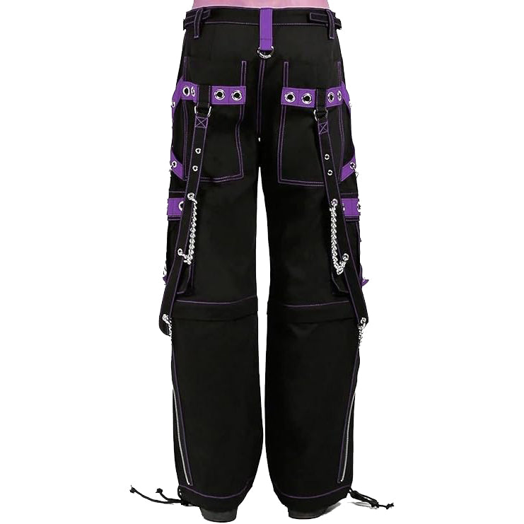 Mens Gothic Punk Black Purple Bondage Pant Chain Techno Rock Punk Usa