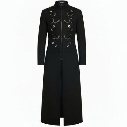 Gothic Men's Handmade Chain Eyelet Trench Coat