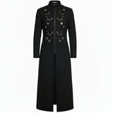 Gothic Men's Handmade Chain Eyelet Trench Coat