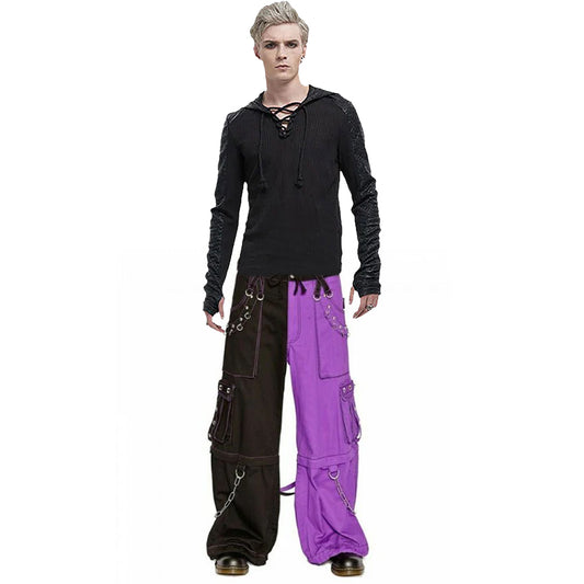 Gothic Bondage Men Pant Alternative Punk Rock Transformer Trouser Purple Baggy Pants