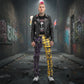 GOTHIC SPLIT LEG BONDAGE PANT PURPLE/YELLOW PLAID