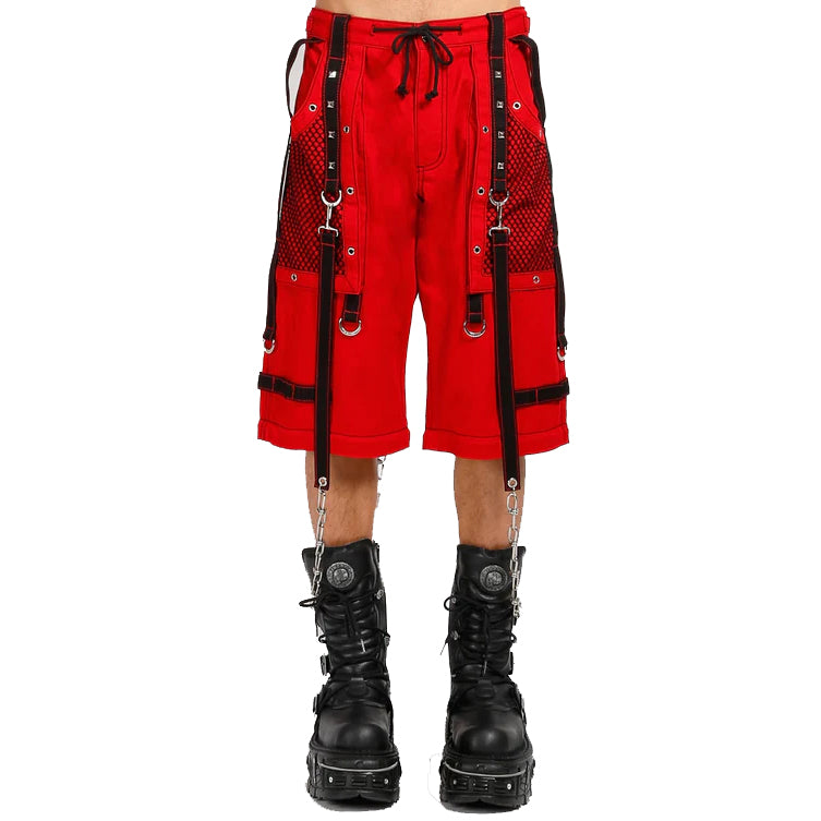 Gothic Bondage Steampunk Rocker Cyber Symbol Shorts Red/Black
